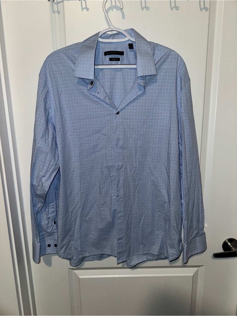 John Varvatos Light Blue Windowpane Dress Shirt